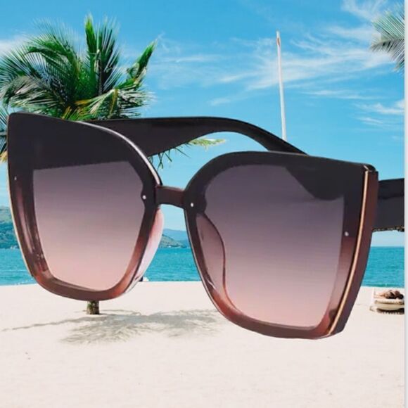 SUNGLASSES WOMEN FASHION ELEGANCE OVERSIZED UV PROTECTION - Picture 4 of 5